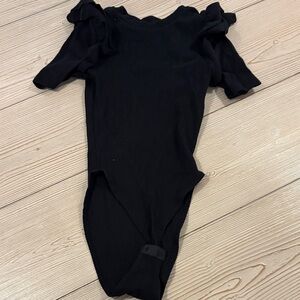 Zara Black Ruffle Sleeve Bodysuit